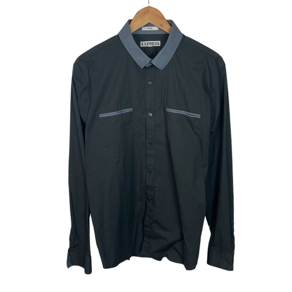 BF458 Men’s Express Brand FITTED Trendy Stretch Button Down Shirt XL